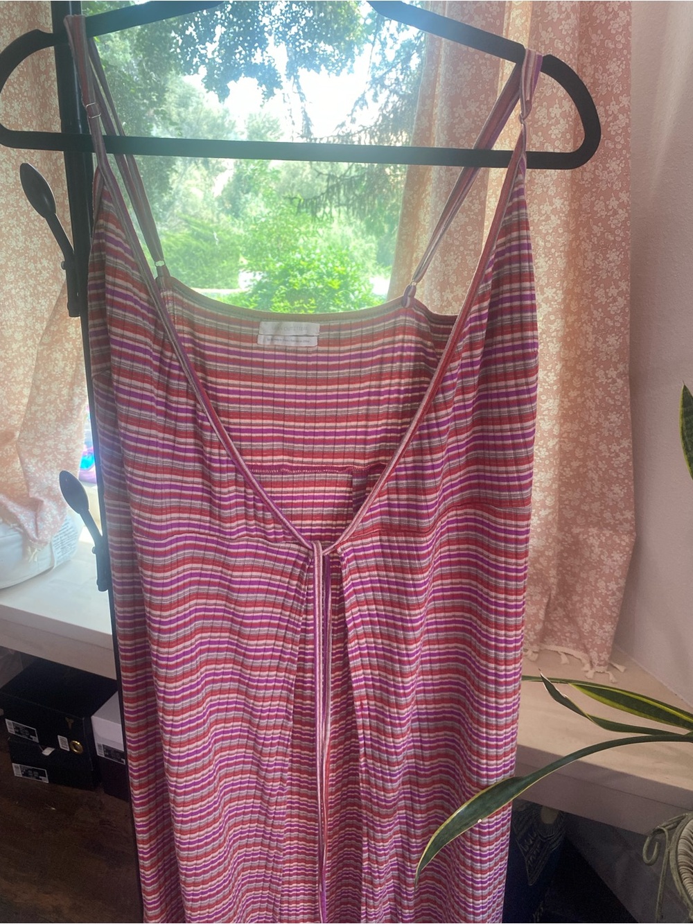 Pink & White Striped Spaghetti Strap tunic
